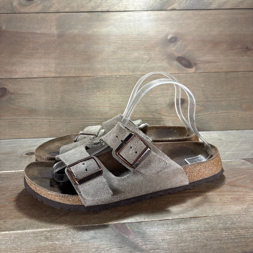 Birkenstock Betula womens size 10 shoes brown Suede Buckle Two Strap sandals